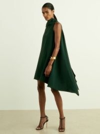 Reiss Shauna High-Neck Drape Back Mini Dress in Green | chic asymmetric party dresses