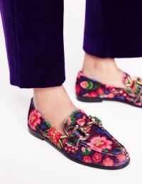 Boden Iris Jewelled Snaffle Loafers in Printed Velvet / floral horsebit loafer