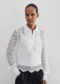 ME and EM Lace Cropped Shirt + Cami Soft White ~ feminine semi sheer floral shirts