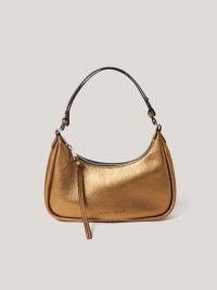 JIGSAW Leather Crescent Shoulder Bag in Copper ~ metallic 90s inspired baguette style bags