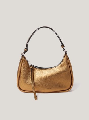 JIGSAW Leather Crescent Shoulder Bag in Copper ~ metallic 90s inspired baguette style bags