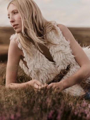 JIGSAW Looped Knitted Gilet in Cream ~ women’s shaggy gilets ~ fluffy sleeveless winter jacket