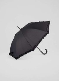 L.K. BENNETT Luana Plain Black Walker Umbrella ~ women’s ruffled edge umbrellas