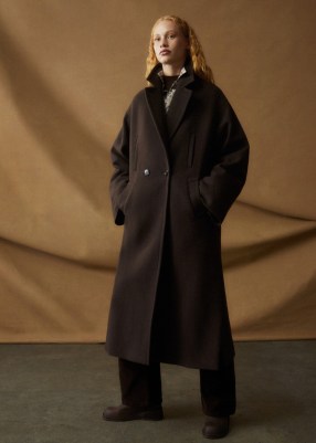 me and em Luxe Wool-Blend Everyday Jumper Coat in Double Espresso / women’s oversized dark brown longline winter coats