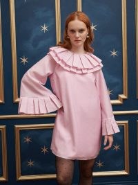 sister jane Magic Pleat Mini Dress ~ pink relaxed fit wide sleeve oversized collar party dresses ~ Before Midnight