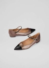 L.K. BENNETT Monty Taupe Toe Cap Flat ~ luxe metallic leather flats