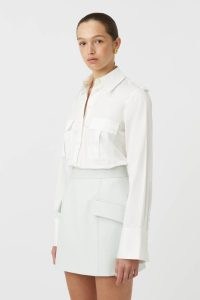 CAMILLA AND MARC Naia Cotton Shirt in White ~ women’s military style shirts