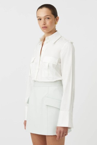 CAMILLA AND MARC Naia Cotton Shirt in White ~ women’s military style shirts