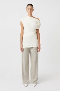 CAMILLA AND MARC Realm Twisted Top in Cream ~ chic one shoulder tops ~ women’s contemporary asymmetric clothing