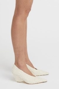 CAMILLA AND MARC Rhys Boucle Pump in Ivory ~ contemporary pumps ~ textured fabric courts ~ modern court shoes