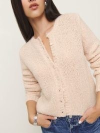 Reformation Clara Crew Cardigan in Sorbet – luxurious knitwear – luxe soft feel cardigans