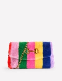 Boden Stripe Faux Fur Bag Multi / fluffy multicoloured shoulder bags