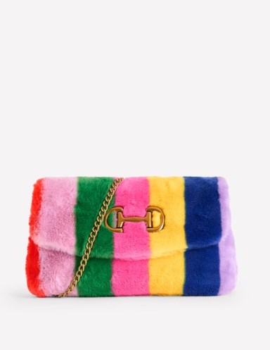 Boden Stripe Faux Fur Bag Multi / fluffy multicoloured shoulder bags