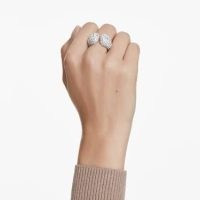 SWAROVSKI Sublima cocktail ring Round cut, White, Rhodium plated – chunky crystal rings – luxe style jewellery