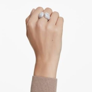 SWAROVSKI Sublima cocktail ring Round cut, White, Rhodium plated – chunky crystal rings – luxe style jewellery