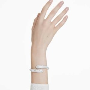 SWAROVSKI Sublima cuff Crystal pearl, Round cut, White, Rhodium plated – wrap style cuffs with crystals – luxe look jewellery