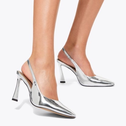 KG Kurt Geiger sweetie court heel in Silver – shiny metallic slingback courts