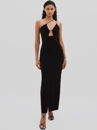 Touch Me Dress Undress Code Plunge-Neck Velvet Maxi Dress | strappy plunging cut out dresses