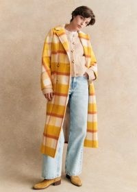 Sezane Viktor Coat in Carlton check ~ women’s checked wool blend longline coats