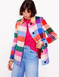 Boden Wool Check Coat in Multi Check / short multicoloured ckecked coats