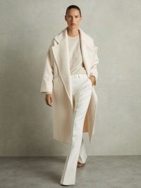 Reiss Bridget Wool-Blend Blindseam Coat in Cream / chic off white longline winter coats