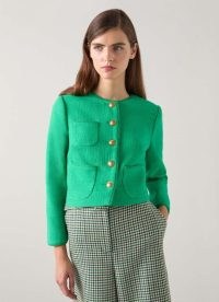 L.K. BENNETT Alexa Bright Green Tweed Jacket ~ women’s smart textured jackets