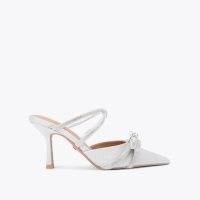 KG Kurt Geiger avery heel in Silver | pointed crystal embellished party mules