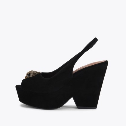 Kurt Geiger London belgravia platform heel in Black | chunky peep toe platforms | retro look slingbacks