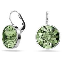 SWAROVSKI Bella drop earrings Round cut, Green, Rhodium plated ~ crystal drops