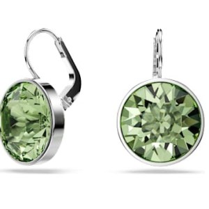 SWAROVSKI Bella drop earrings Round cut, Green, Rhodium plated ~ crystal drops