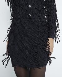 River Island Black Fringe Mini Skirt | short fringed skirts