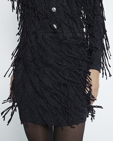 River Island Black Fringe Mini Skirt | short fringed skirts