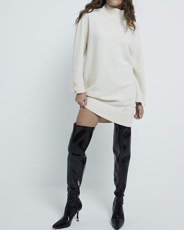 River Island Black Over The Knee High Leg Boot | long thigh high boots