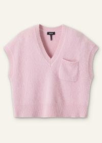 ME and EM Brushed Cashmere V-Neck Vest in Pink ~ women’s knitted vests ~ luxe knitwear