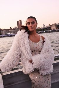 By Anthropologie Shaggy Faux-Fur Cardigan in Ivory / glamorous fluffy open front cardigans