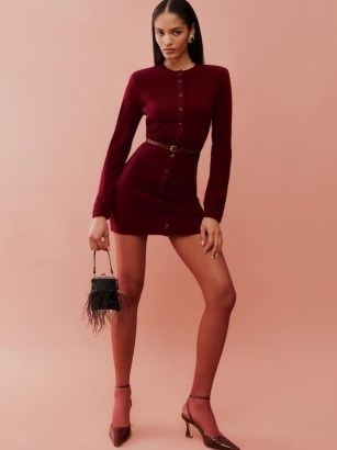 Reformation Bianca Sweater Dress Chianti ~ red wool slim fit mini dresses