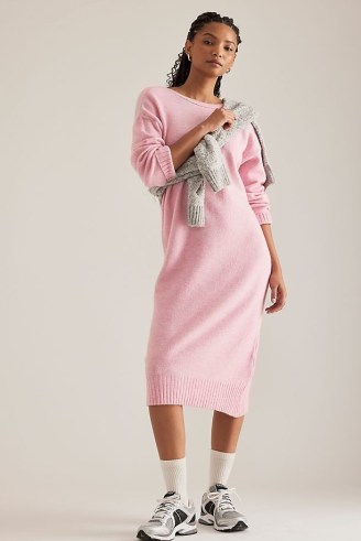 Daily Practice by Anthropologie Turtleneck Midi Jumper Dress in Pink ~ long sleeve sweater dresses