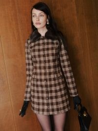 The Reformation Penna Dress Dark Brown Plaid ~ chic checked dresses