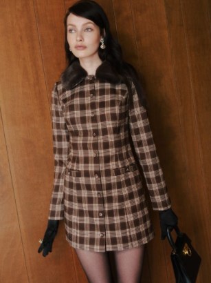 The Reformation Penna Dress Dark Brown Plaid ~ chic checked dresses