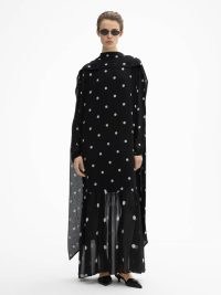 DAGMAR Dot maxi dress in Black & White – lightweight semi sheer spot print ankle length dresses