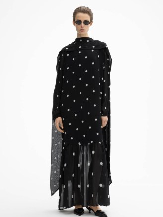 DAGMAR Dot maxi dress in Black & White – lightweight semi sheer spot print ankle length dresses