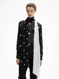 DAGMAR Dot scarf blouse in Black / White – sheer spot print blouses