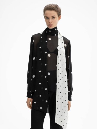 DAGMAR Dot scarf blouse in Black / White – sheer spot print blouses