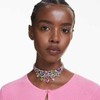 SWAROVSKI Gema choker Mixed cuts, Multicoloured, Rhodium plated – coloured crystal chokers – opulent looking occasion jewellery