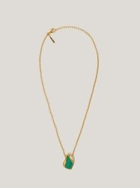 JIGSAW Gold Vermeil Green Malachite Stone Necklace