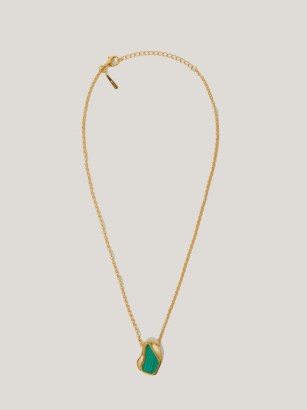 JIGSAW Gold Vermeil Green Malachite Stone Necklace