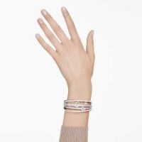 SWAROVSKI Hyperbola bangle Mixed cuts, White, Mixed metal finish – crystal embellished multiple band bangles