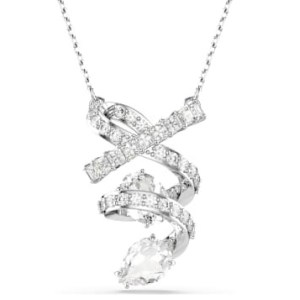 SWAROVSKI Hyperbola pendant Mixed cuts, White, Rhodium plated – spiral crystal pendant necklaces – pendants with clear crystals