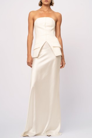 Nonchalant Label Lara Maxi Skirt in White | long luxe silky skirts