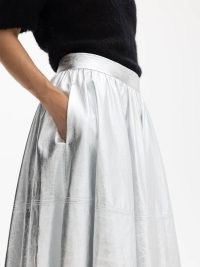 DAGMAR Leather skirt in Silver – women’s luxe chrome free leather clothing – luxury fashion